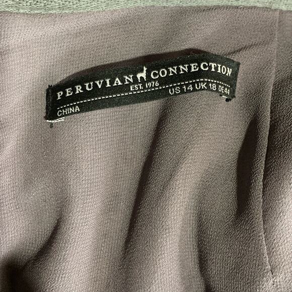 Peruvian Connection Prairie Skirt Midi Tiered Printed Pockets Sz 14 Modest Lined - Picture 8 of 8